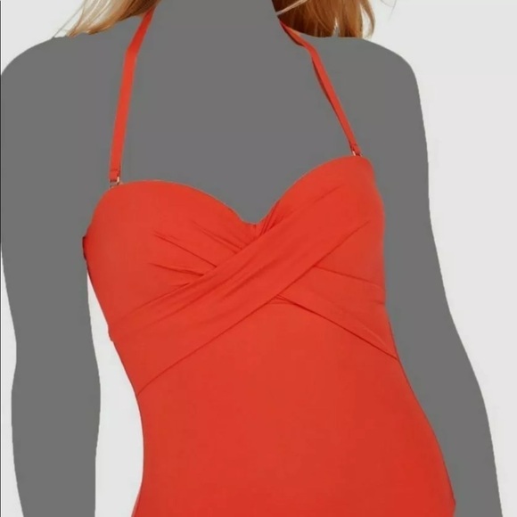 KATE Spade Women's Orange Solid Bandeau One-piece Swimsuit Size XS - Picture 3 of 7